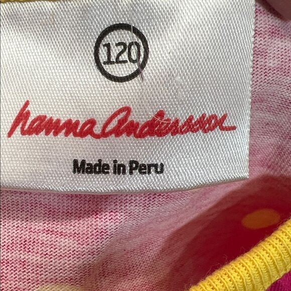 Hanna Andersson Fucshia and Yellow polka dot long sleeve top NWOT size 6-7 years - Picture 10 of 12